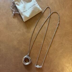 Authentic David Yurman 14k .925 Crossover Pendant Necklace Sterling Silver